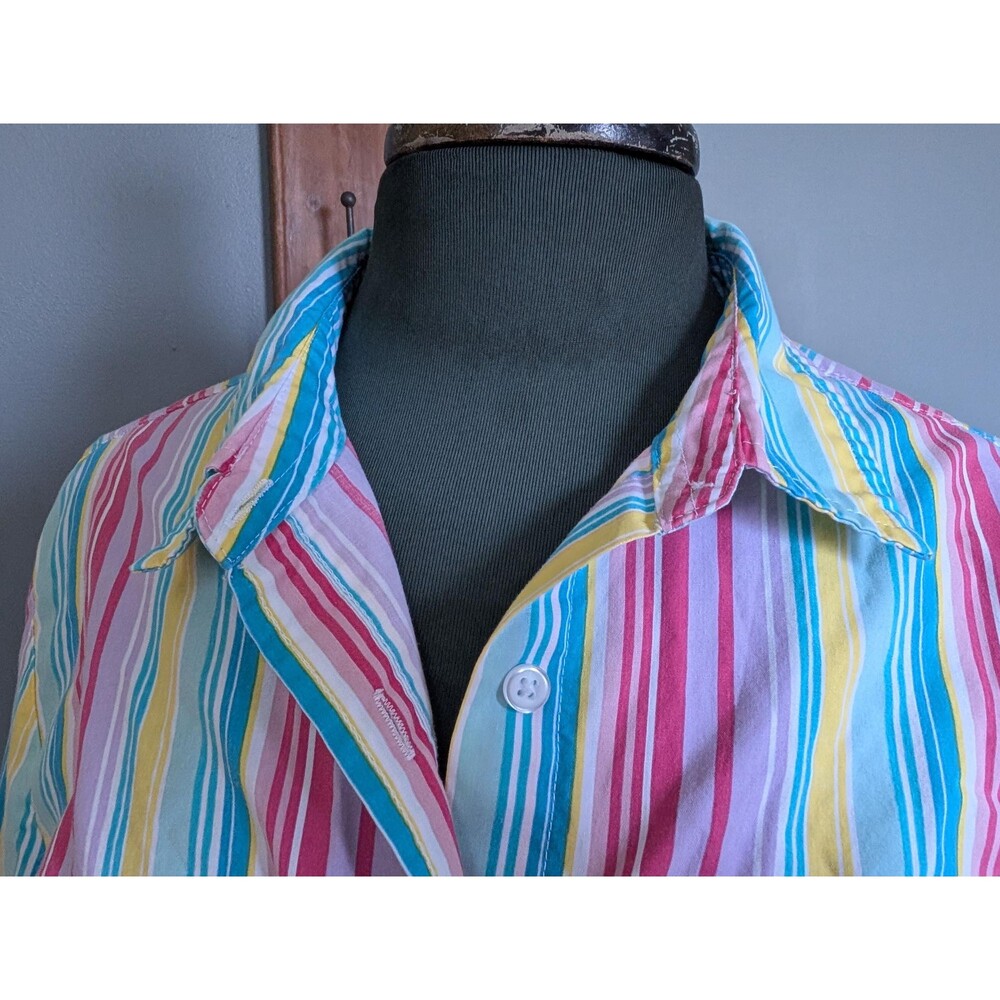 Vintage 80s Candy Stripe Blouse Size Large - Picture 12 of 13